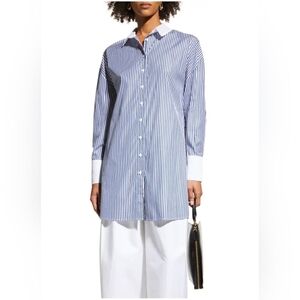 NWT! Harshman,Justine Striped Button-Down Tunic, Navy Stripes,Size XS -MSRP $205